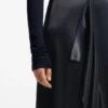 Faux-wrap midi skirt in satin