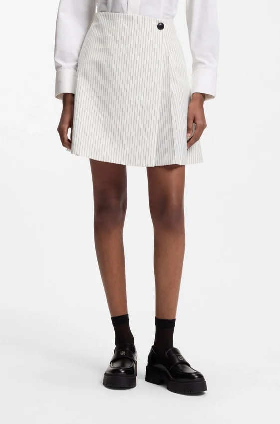 Faux-wrap mini skirt with pinstripe Faux-wrap mini skirt with pinstripe