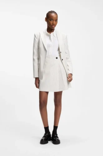 Faux-wrap mini skirt with pinstripe