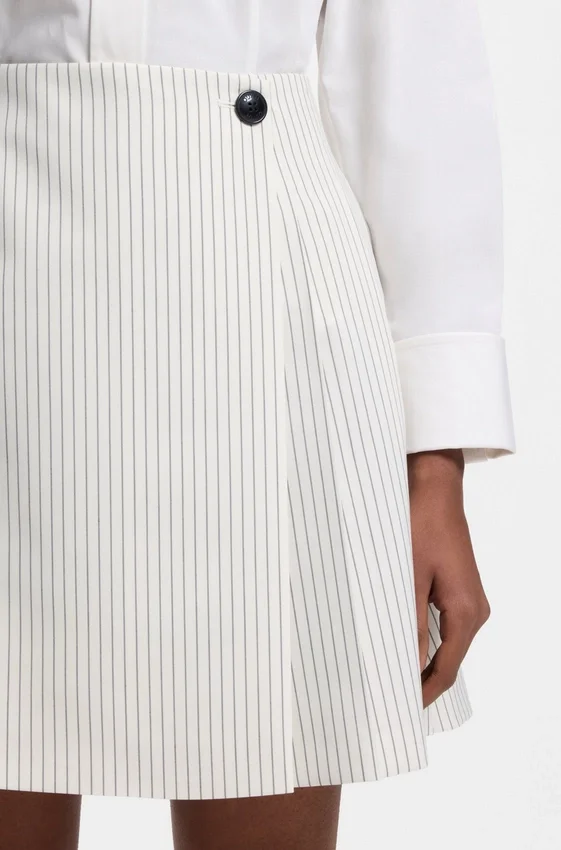 Faux-wrap mini skirt with pinstripe Faux-wrap mini skirt with pinstripe