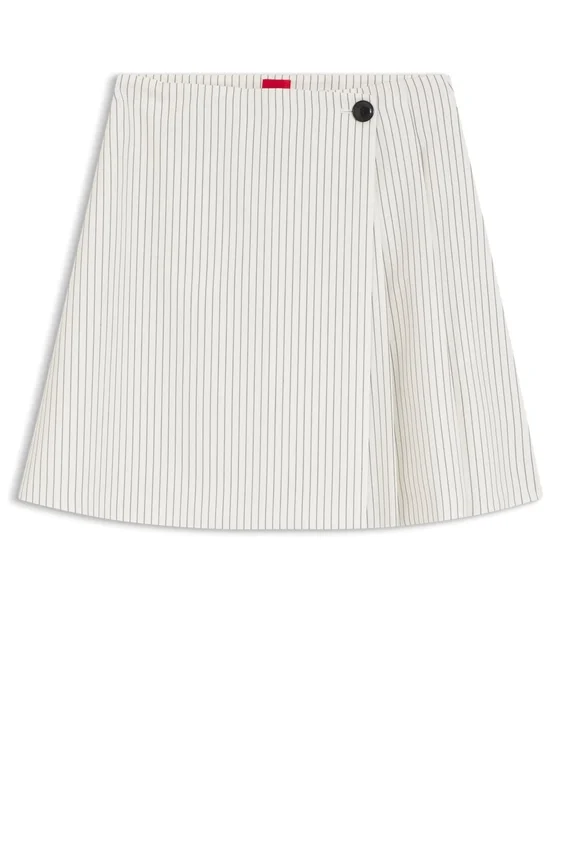 Faux-wrap mini skirt with pinstripe Faux-wrap mini skirt with pinstripe