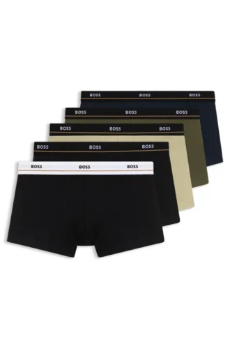 Five-pack of stretch-cotton trunks with logo waistbands