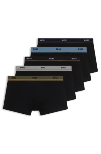 Five-pack of stretch-cotton trunks with logo waistbands