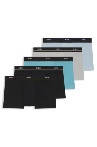 Five-pack of stretch-cotton trunks with logo waistbands
