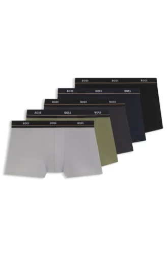 Five-pack of stretch-cotton trunks with logo waistbands