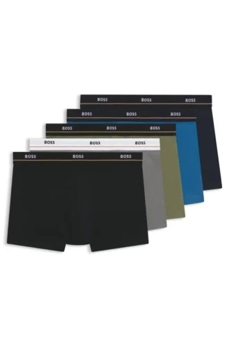 Five-pack of stretch-cotton trunks with logo waistbands