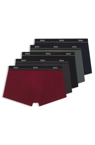 Five-pack of stretch-cotton trunks with logo waistbands