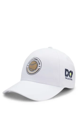 Five-panel cap with tennis artwork and logo