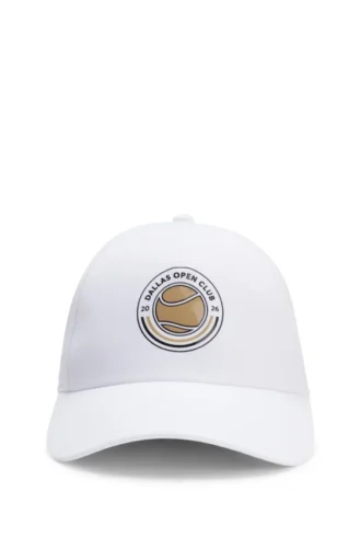 Five-panel cap with tennis artwork and logo