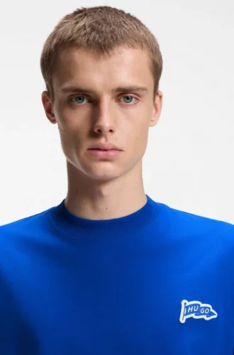 Flag-logo T-shirt in cotton jersey