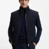 Flannel gilet with ribbed trims