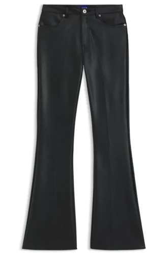 Flared trousers in faux leather