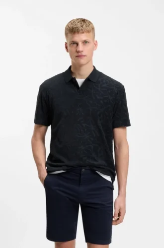 Floral-jacquard polo shirt in a cotton blend