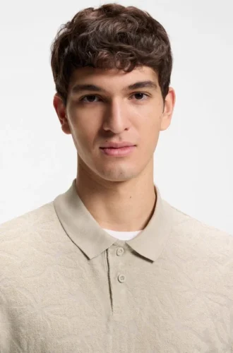Floral-jacquard polo shirt in a cotton blend