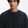 Floral-jacquard T-shirt in a cotton blend