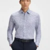 Floral-print slim-fit shirt in stretch-cotton poplin