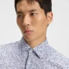 Floral-print slim-fit shirt in stretch-cotton poplin