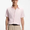 Floral-print slim-fit shirt in stretch linen