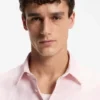 Floral-print slim-fit shirt in stretch linen