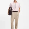 Floral-print slim-fit shirt in stretch linen
