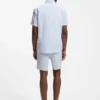 Floral-print slim-fit shirt in stretch linen