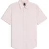 Floral-print slim-fit shirt in stretch linen