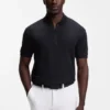 Framed-zip polo shirt in waffle jacquard
