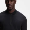 Framed-zip polo shirt in waffle jacquard