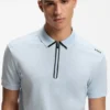 Framed-zip polo shirt in waffle jacquard