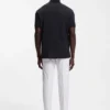 Framed-zip polo shirt in waffle jacquard