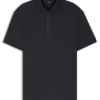Framed-zip polo shirt in waffle jacquard