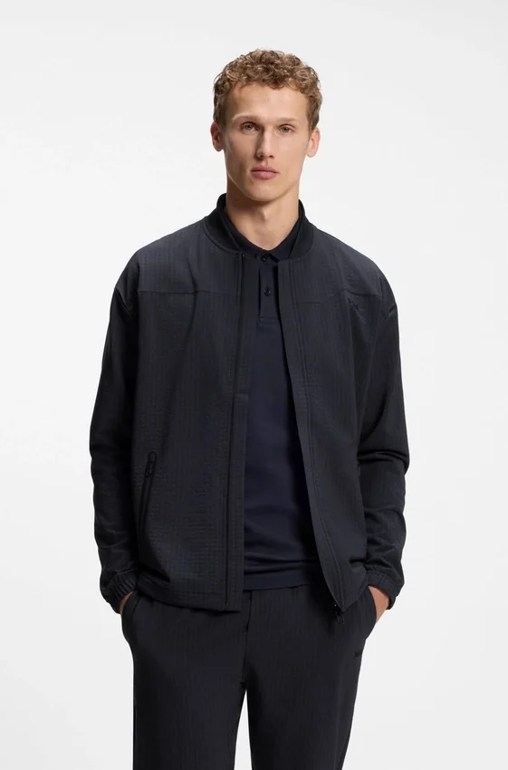 Framed-zip sweatshirt with waffle structure Framed-zip sweatshirt with waffle structure