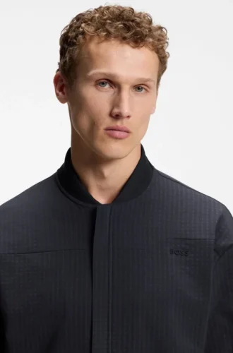 Framed-zip sweatshirt with waffle structure