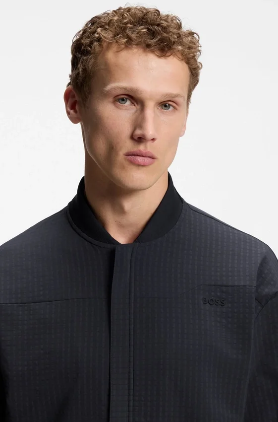 Framed-zip sweatshirt with waffle structure Framed-zip sweatshirt with waffle structure