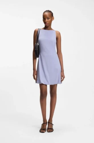 Front-pleat dress with balloon skirt