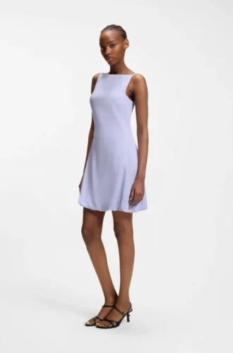Front-pleat dress with balloon skirt