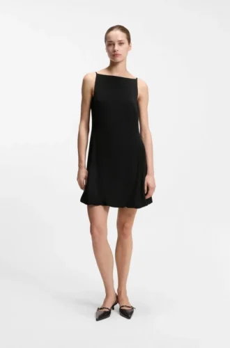Front-pleat dress with balloon skirt