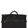 Garment bag with leather trims Garment bag with leather trims