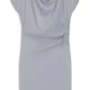 Gathered-detail dress with drape neckline Gathered-detail dress with drape neckline