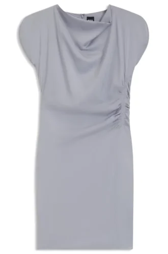 Gathered-detail dress with drape neckline
