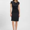 Gathered-detail dress with drape neckline Gathered-detail dress with drape neckline