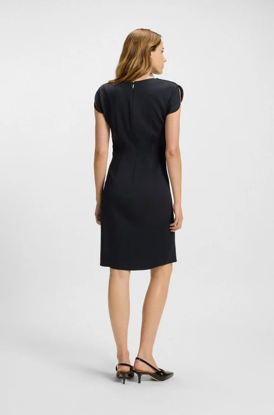 Gathered-detail dress with drape neckline Gathered-detail dress with drape neckline