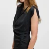 Gathered-detail dress with drape neckline Gathered-detail dress with drape neckline