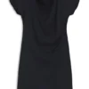 Gathered-detail dress with drape neckline Gathered-detail dress with drape neckline