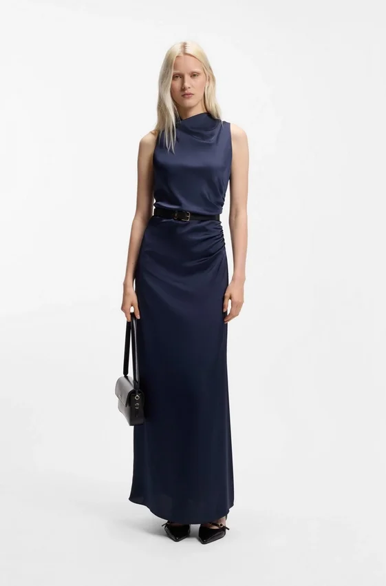 Gathered-detail maxi dress in satin Gathered-detail maxi dress in satin