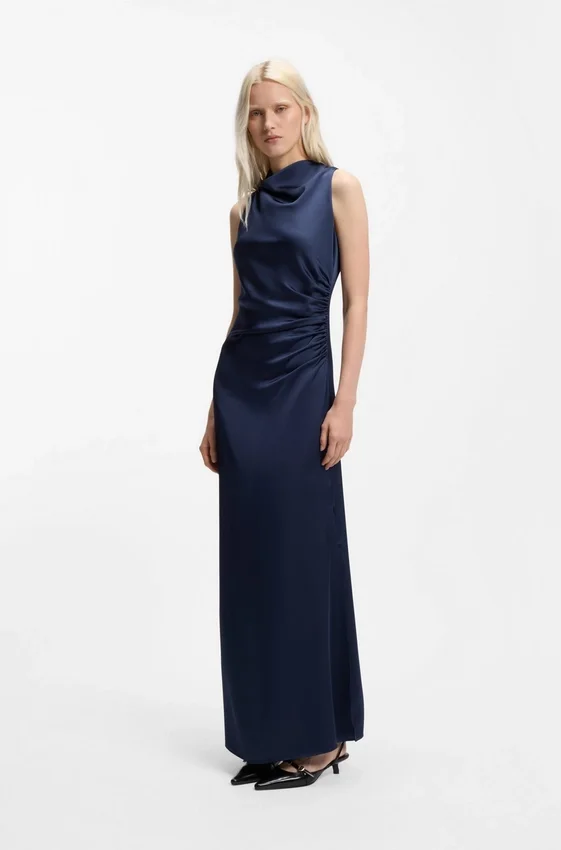 Gathered-detail maxi dress in satin Gathered-detail maxi dress in satin