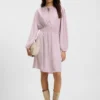Gathered-detail mini dress in crinkle satin