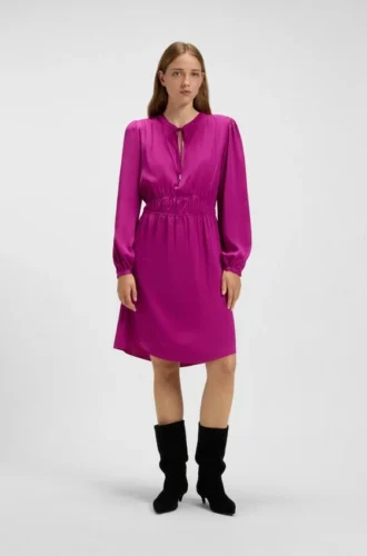 Gathered-detail mini dress in crinkle satin