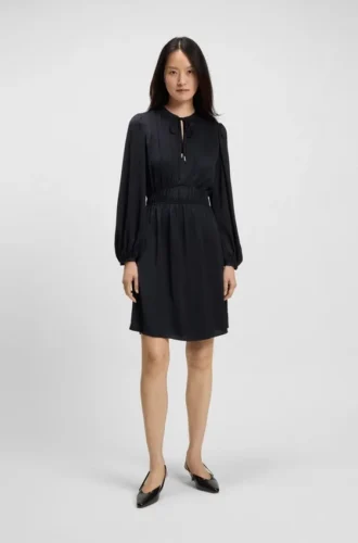 Gathered-detail mini dress in crinkle satin