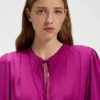 Gathered-detail mini dress in crinkle satin